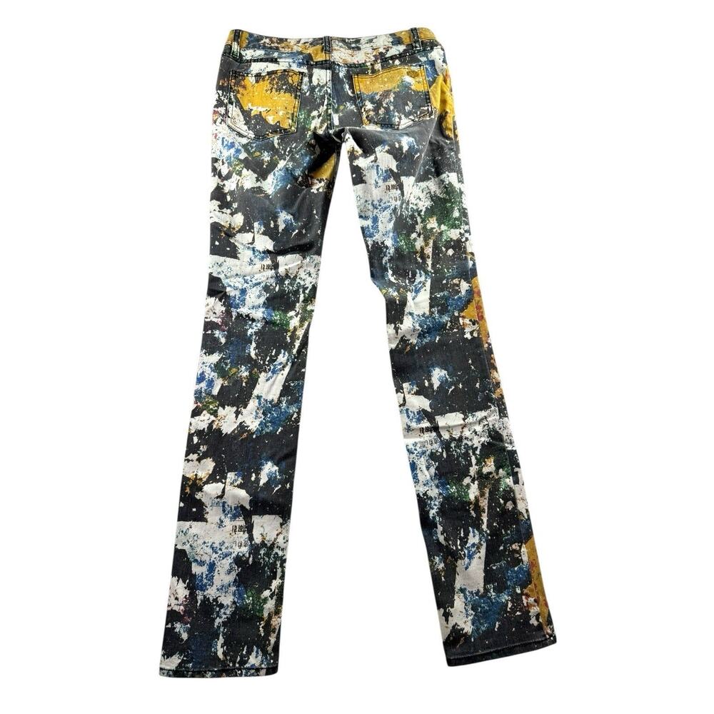 Tory Burch Abstract Paint-Splatter Skinny Jeans in Yellow, Blue & Black - Picture 2 of 11